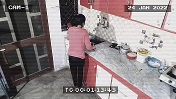 Couple caught in cctv footage. Hard sex in kitchen