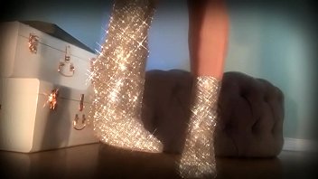 Mesmerize her slave with sparkle boots